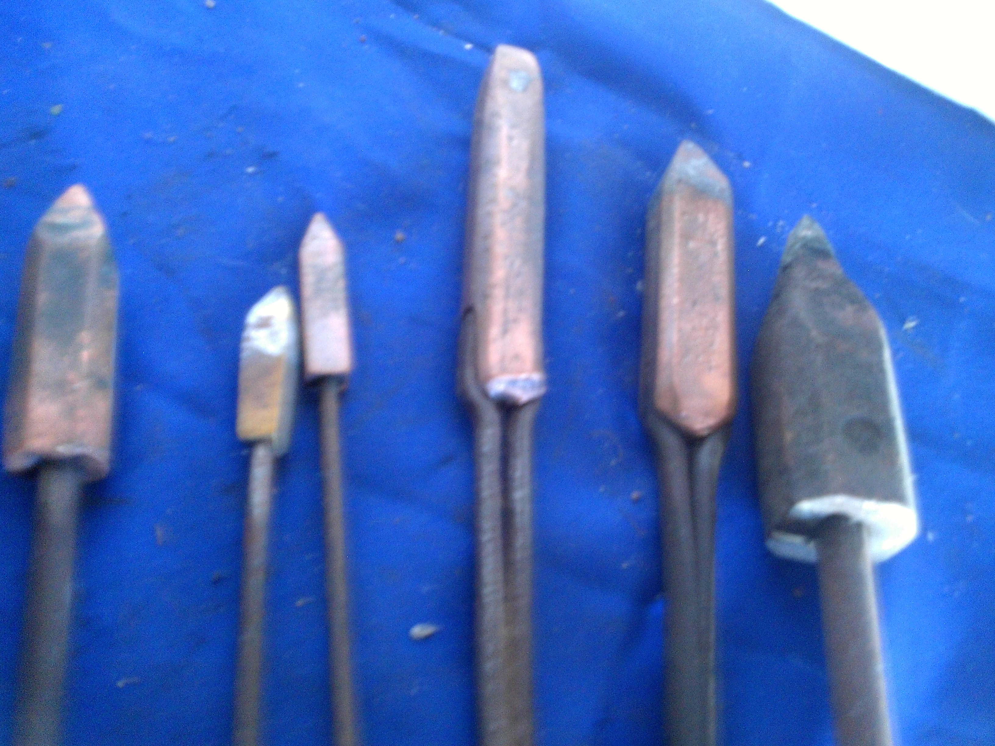 lot 284 image: 6 vintage brass tipped soldering irons