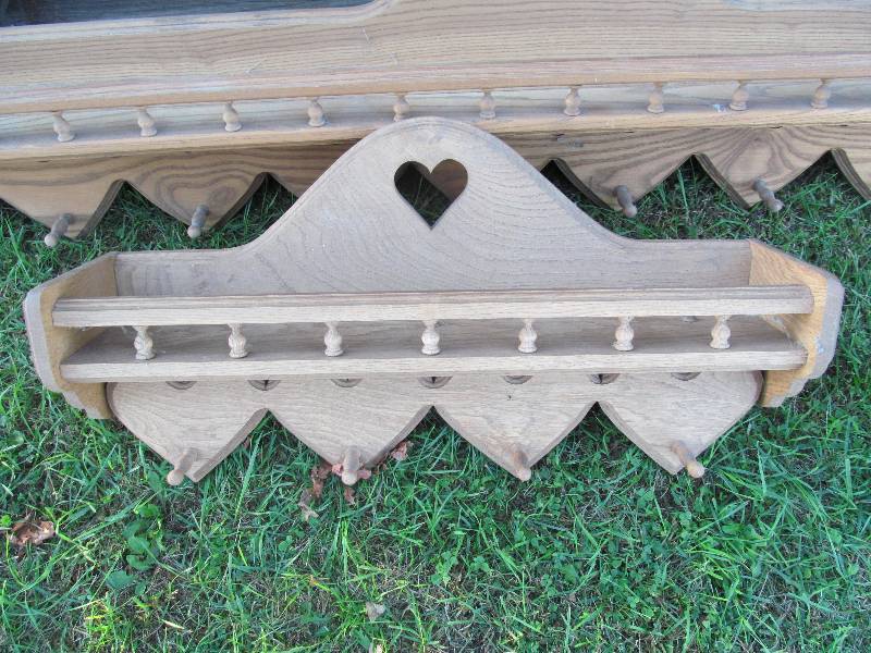 lot 12 image: Oak shelves,along with vintage room heater covver