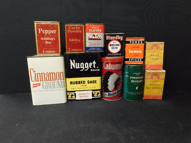 lot 43 image: lot of vintage spice tins see photos