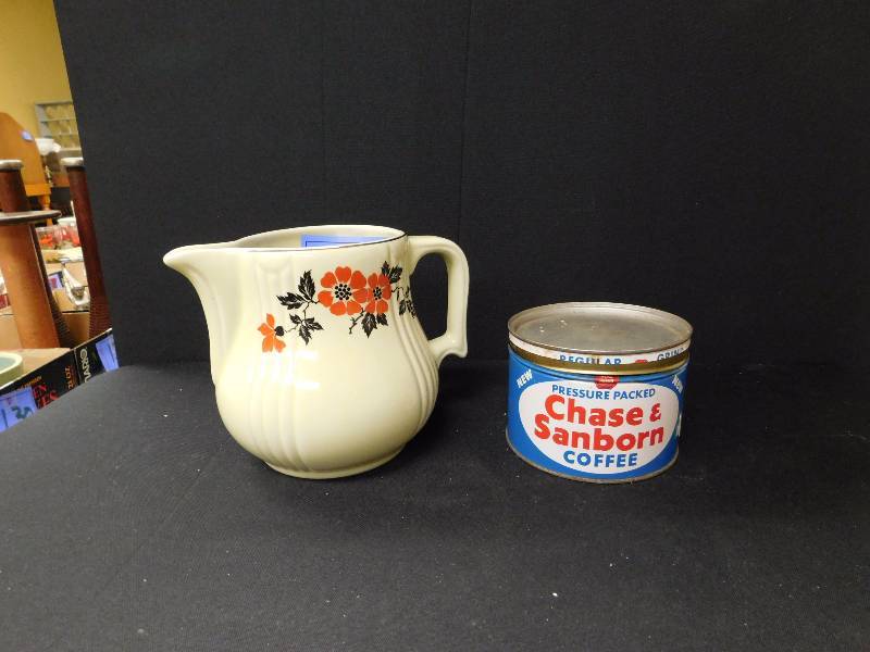 lot 60 image: vintage Halls pitcher & coffee tin