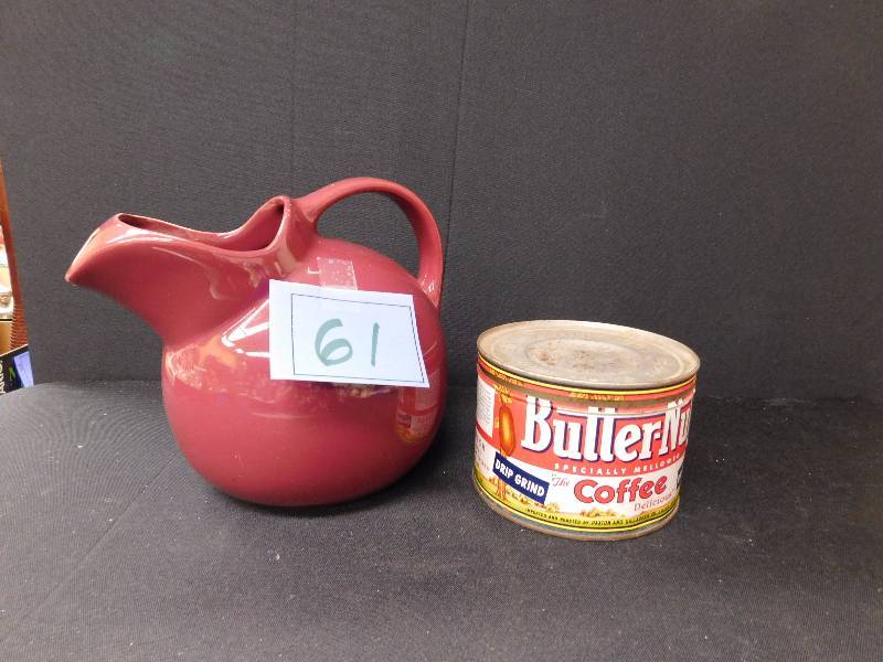 lot 61 image: vintage Chefsware pitcher & coffee tin