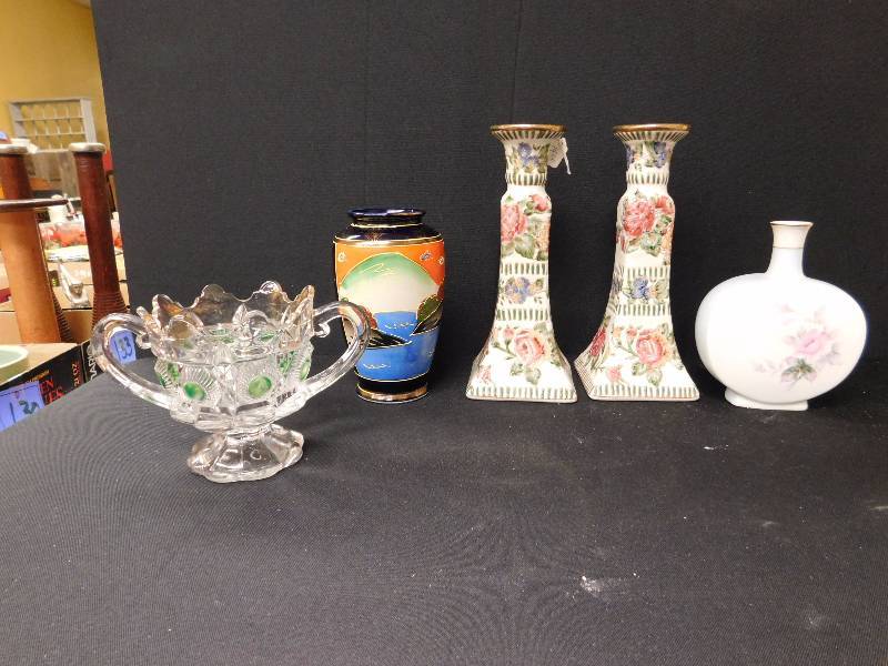 lot 67 image: vintage glass candy dish & porcelain items