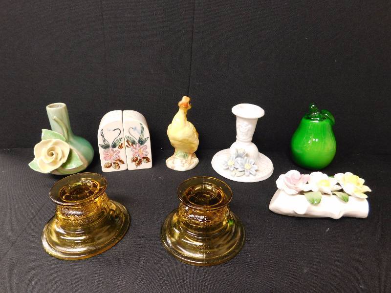 lot 96 image: vintage candle stick, S&P shaker & more collectables