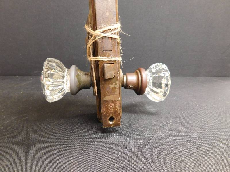 lot 137 image: vintage door lock set crystal glass handles