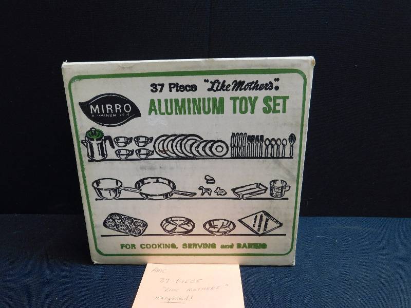 lot 143 image: vintage toy set Like mothers Mirro aluminum miniatures NEW in unopened original box