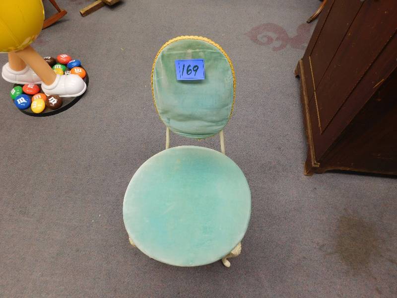 lot 169 image: chair for girls vanity soft velour fabric the chair is cast iron