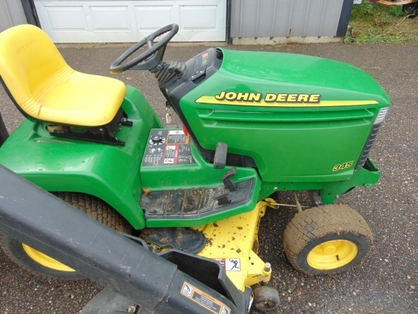 lot 2 image: 345 John Deere Lawn Mower With Snow Thrower and Power Bagger