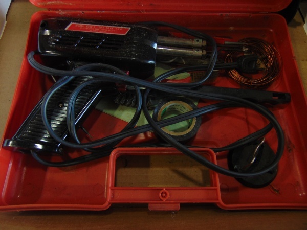 lot 105 image: Soldering kit,. Drill, Jig Saw and (2) Punches