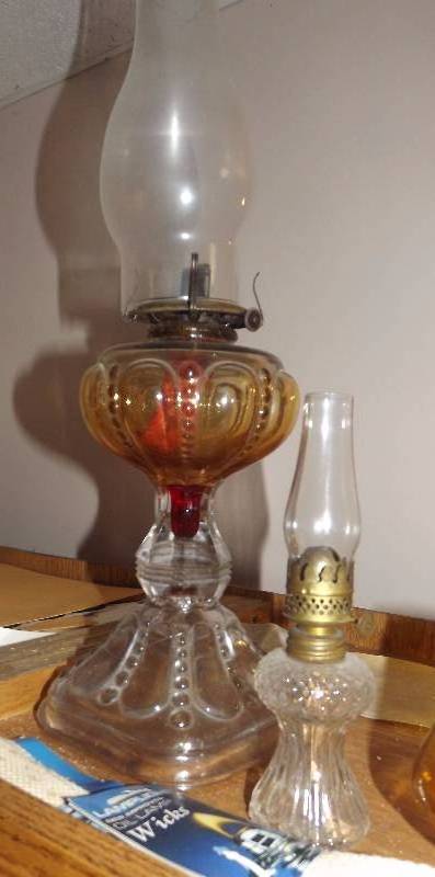 Lot of Hurricane Lamps - One Leaded Glass