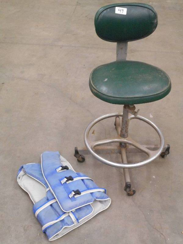 (1) Shop Stool & (1) Life Vest ...