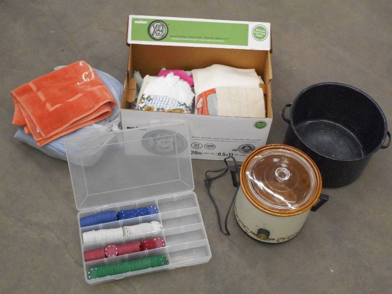 Lot Of Poker Chips, Croc-Pot, Box ...