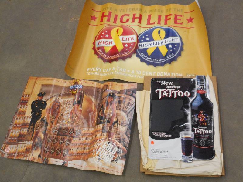 Lot Of (2) Beer Posters & (2) Tin C...