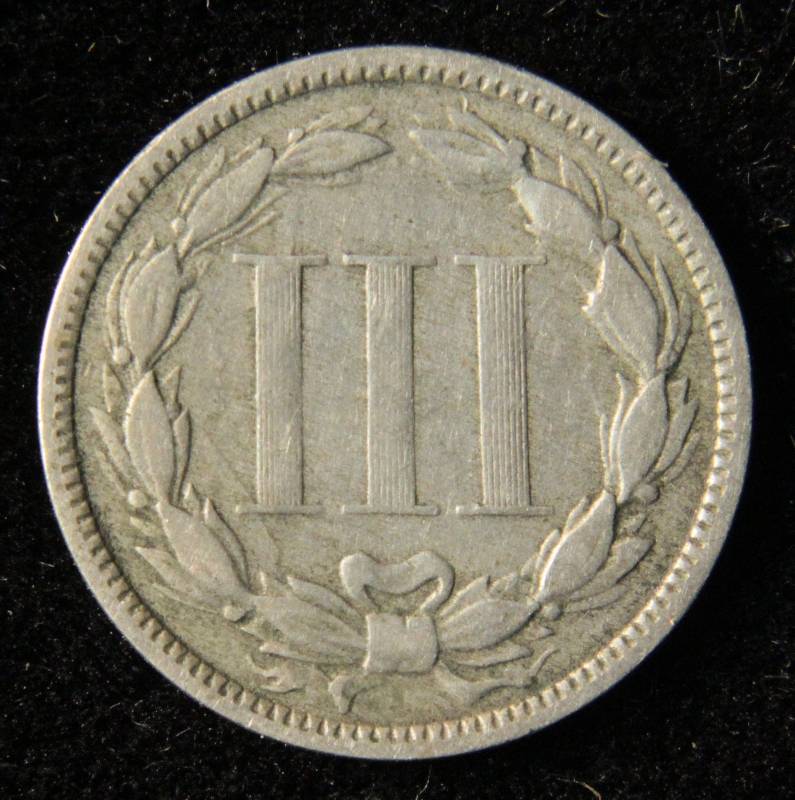 1865 THREE CENT NICKEL 3C PIECE FINE DETAILS