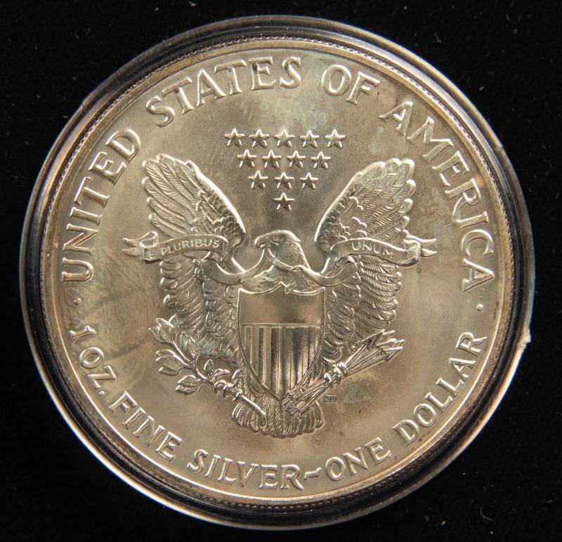 1991 AMERICAN SILVER EAGLE 1 TROY OZ. .999 FINE SILVER DOLLAR IN AIRTITE CAPSULE