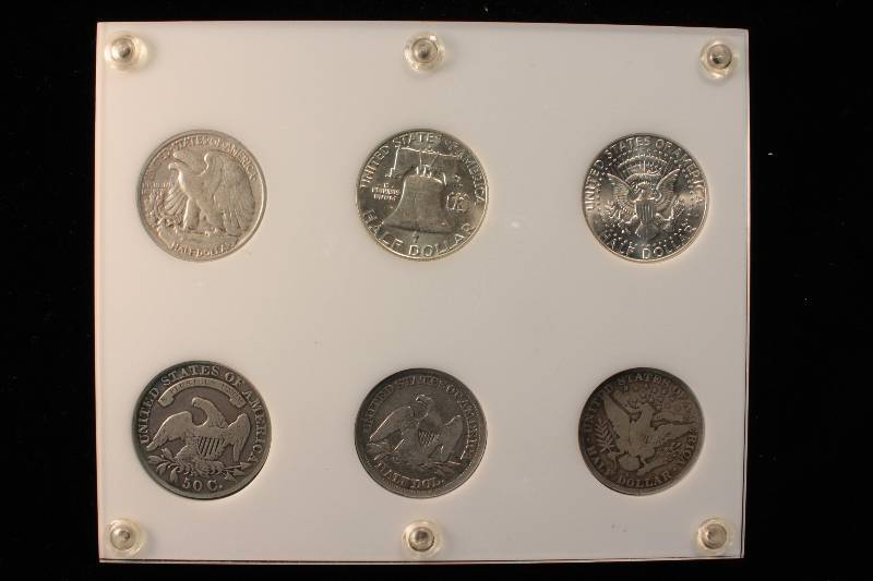 RARELY SEEN - 6 PC HALF DOLLAR TYPE SET 1830, 1846, 1915-S, 1947-D, 1963-D & 1964-D IN OLD CAPITAL CASE