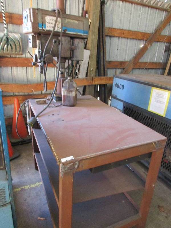 Steel Work Table with Drill Press