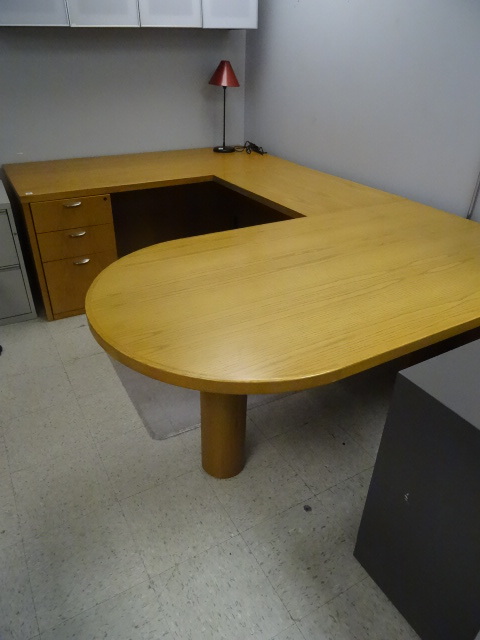 U Shaped Wood Desk 3 Piece