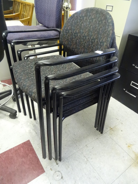 4 Metal Framed Stacking Chairs