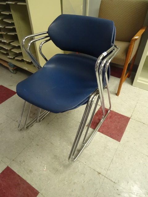 3 Metal Framed Stack Chairs