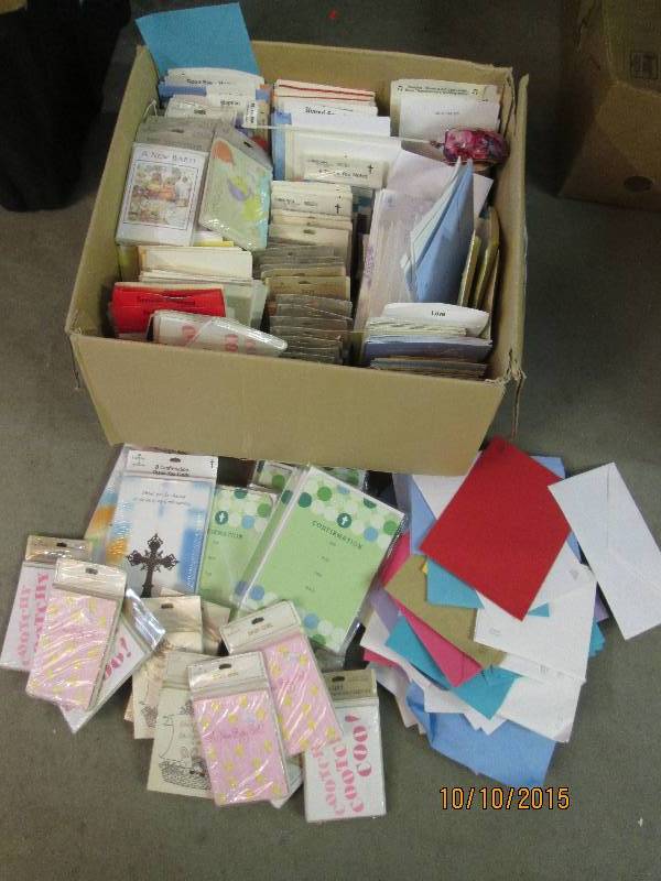 Large box of Hallmark cards and env...