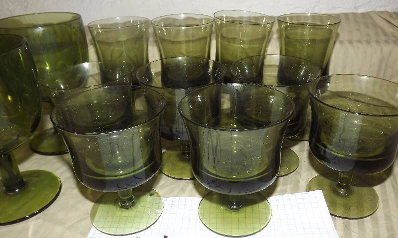 Olive Green Glass Lot