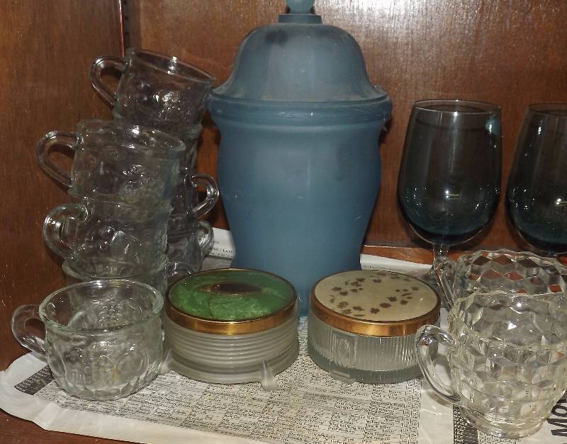 Multi Item Glass Lot - Fire King, Vintage Vanity & More