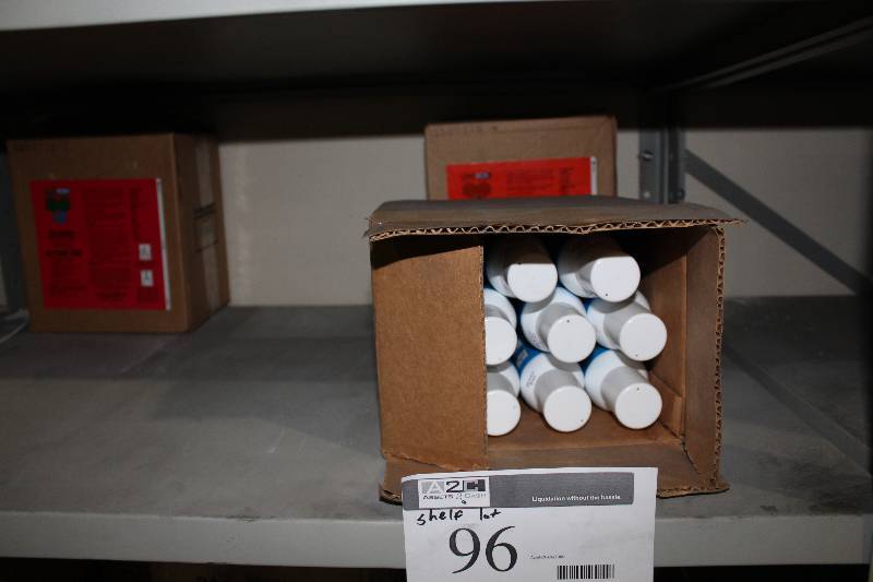 Shelf Lot Including Box of Super 77 Spray Adhesive Low-Mist Formula Box of Aerosol Marking Paint Box of Chembon RTV Silicone Gasket Maker And More.