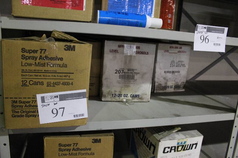 Shelf Lot Including Box of Super 77 Spray Adhesive Low-Mist Formula Box of Aerosol Marking Paint, app. 2 ct.