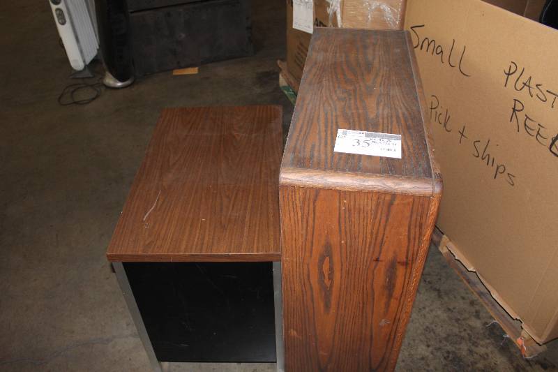 Lot of (2) Including Wooden Shelving Unit Wooden Table.