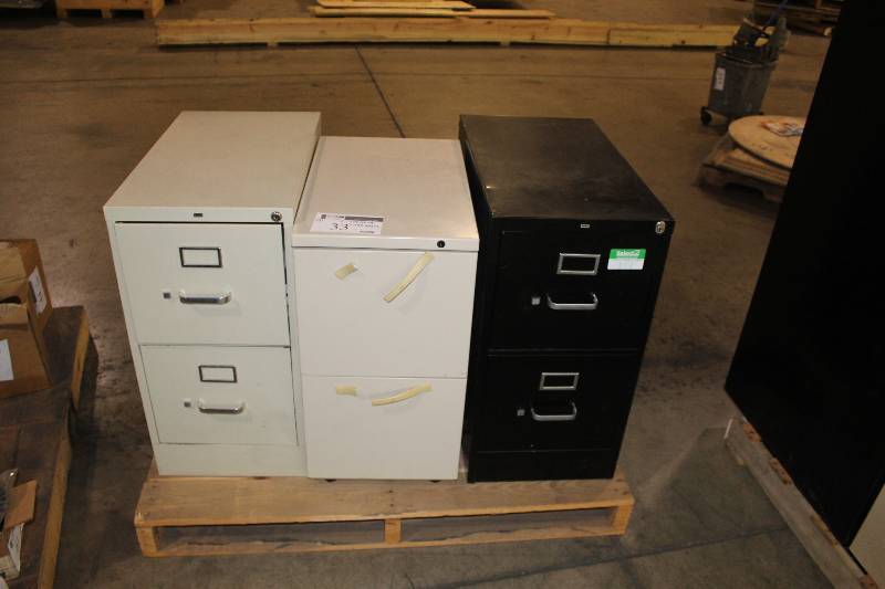 Lot of (3) Metal Filing Cabinets 2 Drawer.