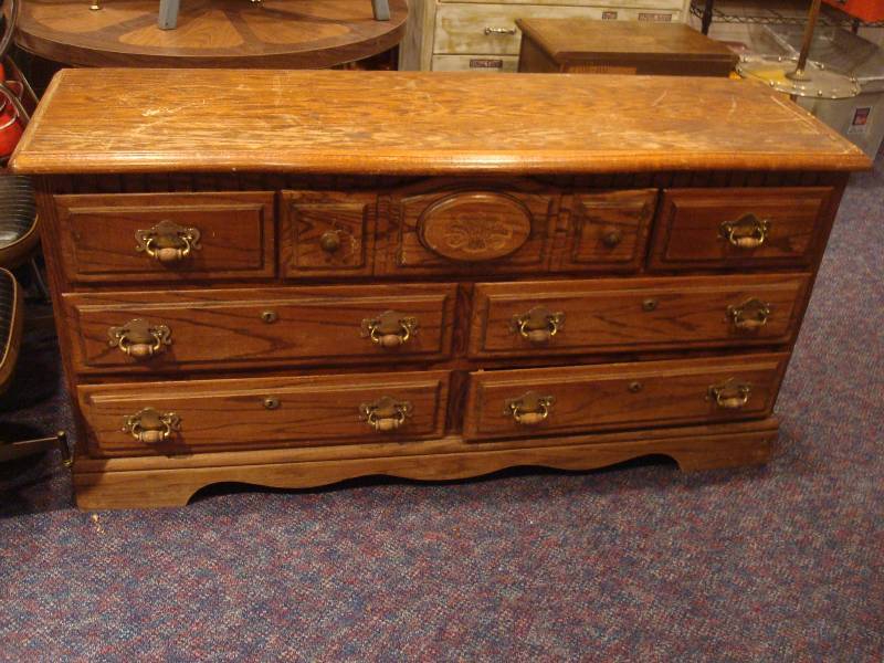lot 4 image: Solid Wood Dresser Has Wear....