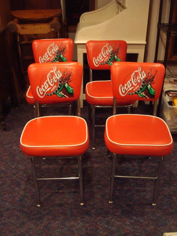 lot 18 image: Set Of Four Coca Cola Kitchen Chairs. Has Som...