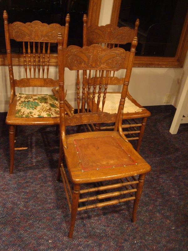 lot 22 image: Lot Of Three VintageAntique Chairs. One Brok...