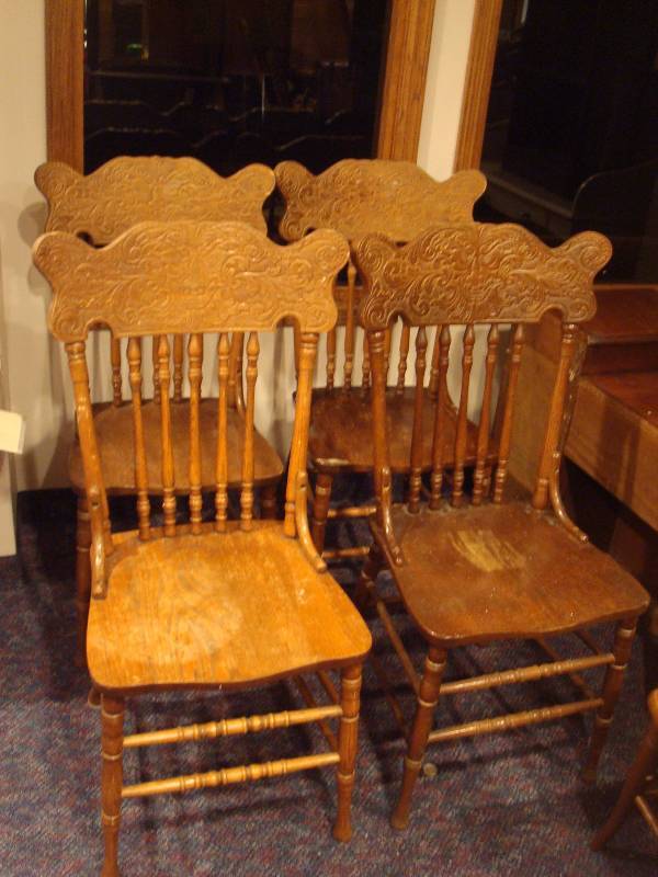 lot 23 image: Lot Of 4 Wood Dragon Head Chairs. Have Some W...