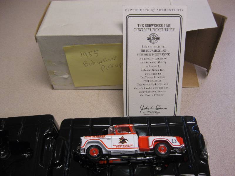 lot 58 image: Matchbox Budweiser 1955 Chevy Pickup Truck....