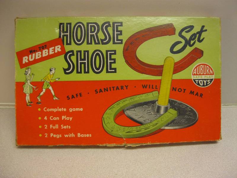 lot 82 image: Vintage Auburn Rubber Horse Shoe Set....