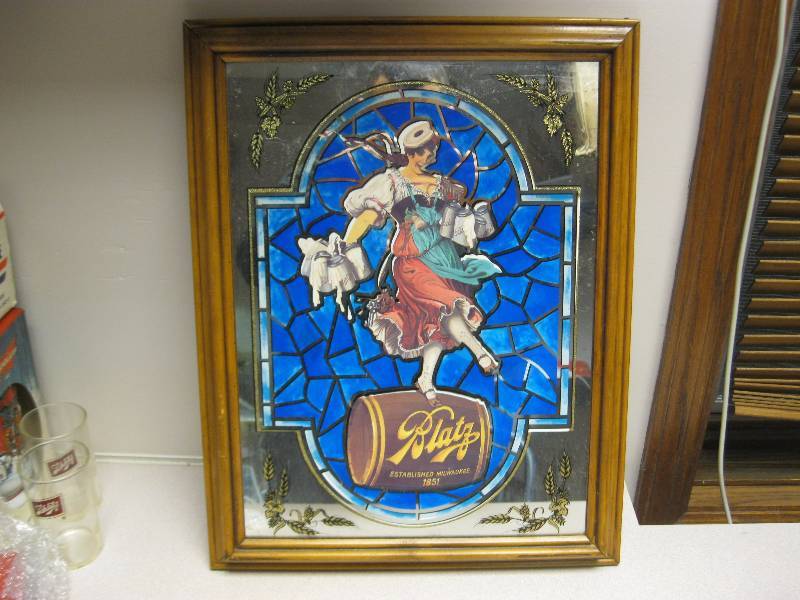 lot 90 image: Vintage Blatz Girl&nbspBeer Mirror....
