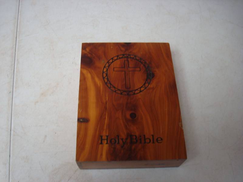 lot 117 image: Cedar Bible Box With Bible....