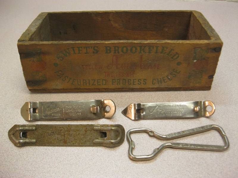 lot 144 image: Vintage Cheese Box And Bottle Openers. Hamms&...