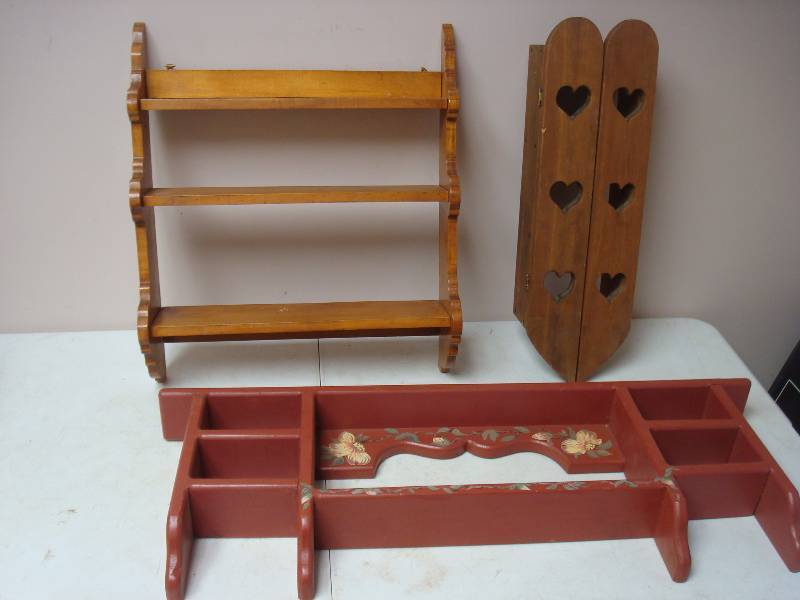 lot 160 image: Lot Of Wood Nik Nak Shelves....