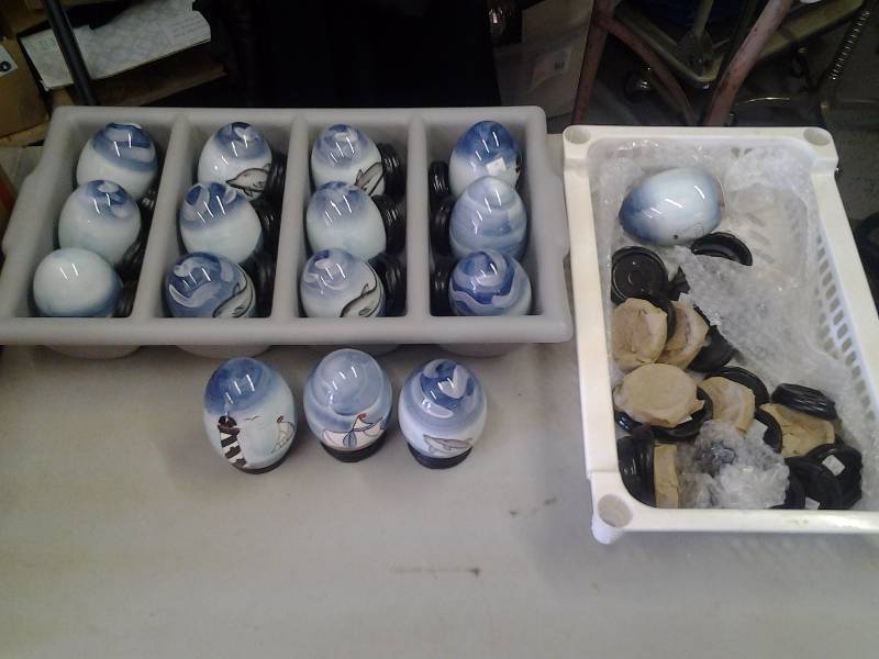 Lot Of Nautical Ceramic Eggs With Bases