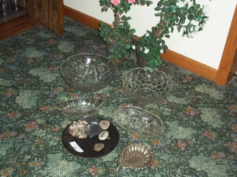 lot 47 image: Glass plates with plant dcor