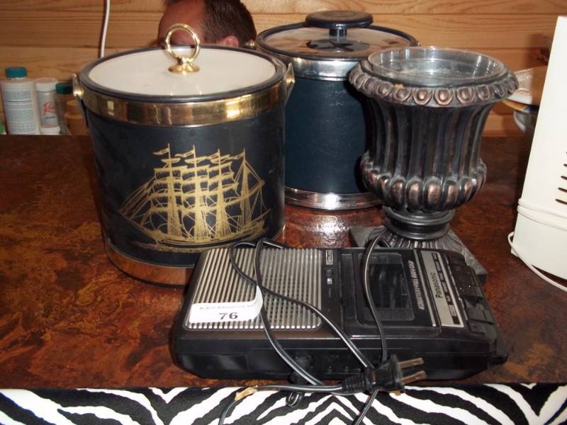 lot 76 image: Cassette recorder with Ice bowls and vase