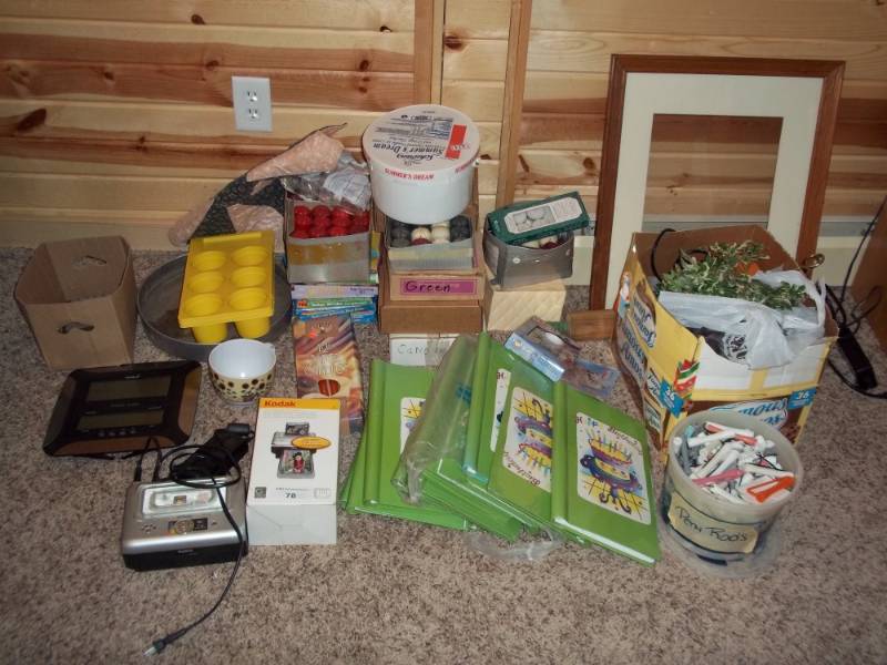 lot 78 image: Large lot of picture albums, clock, candles, frame, dcor items
