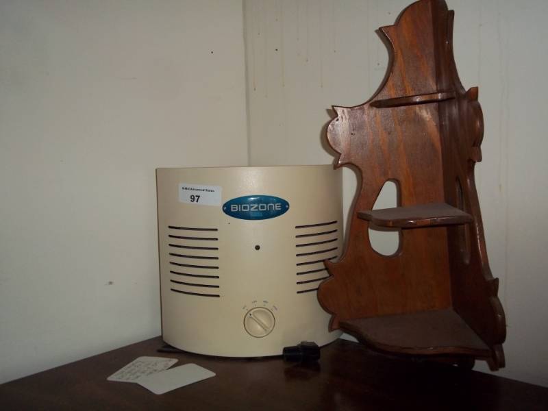 lot 97 image: Biozone air cleaner with corner wood shelf
