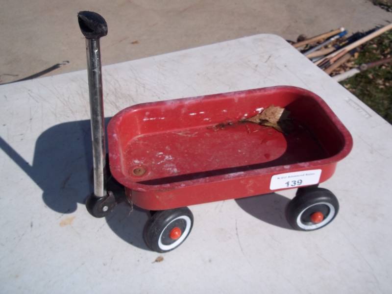 lot 139 image: Doll size red wagon