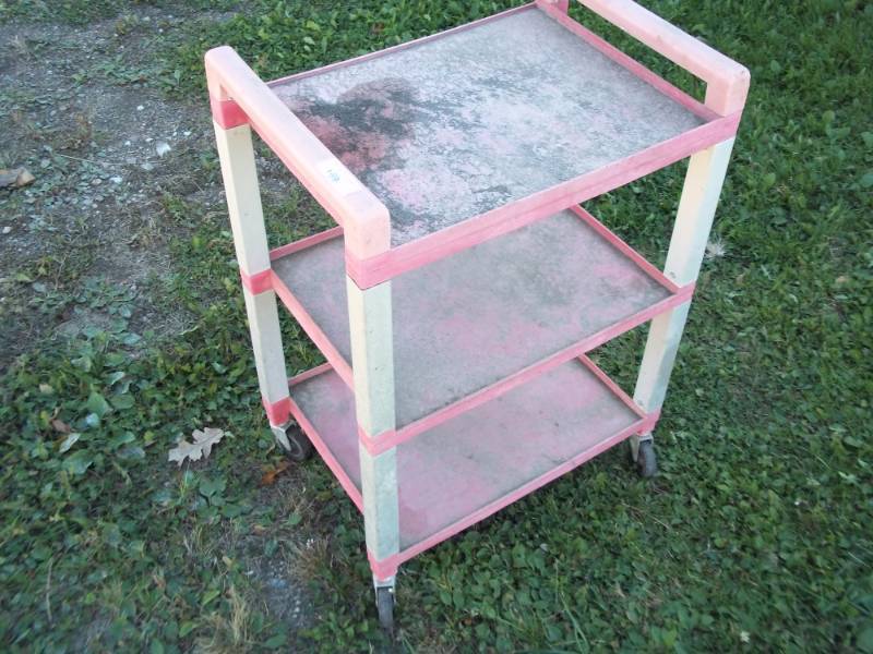 lot 169 image: Rolling greenhouse  tool table