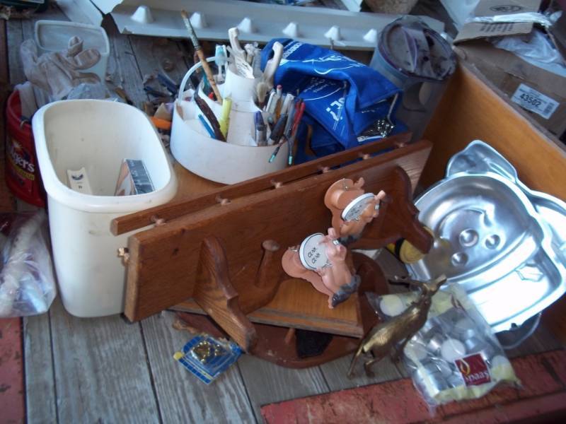 lot 278 image: Lot containing Wood Shelf, Cake Tins, Tea Candles, Waste Basket, etc