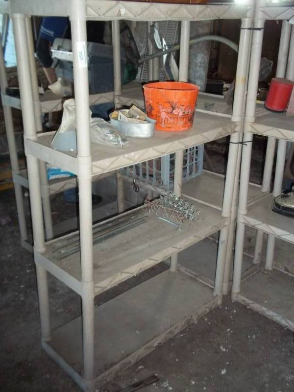 lot 356 image: Plastic shelf with contents and ice tip up