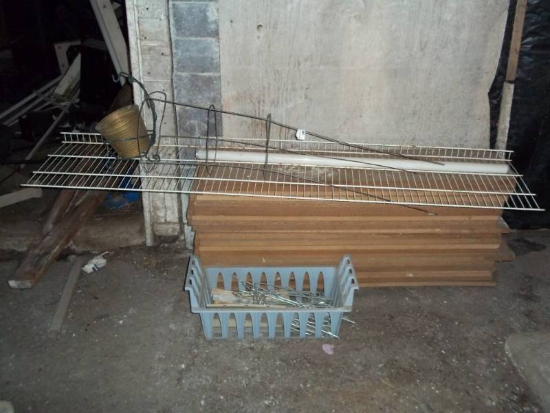 lot 361 image: Wood and metal shelves with hooks
